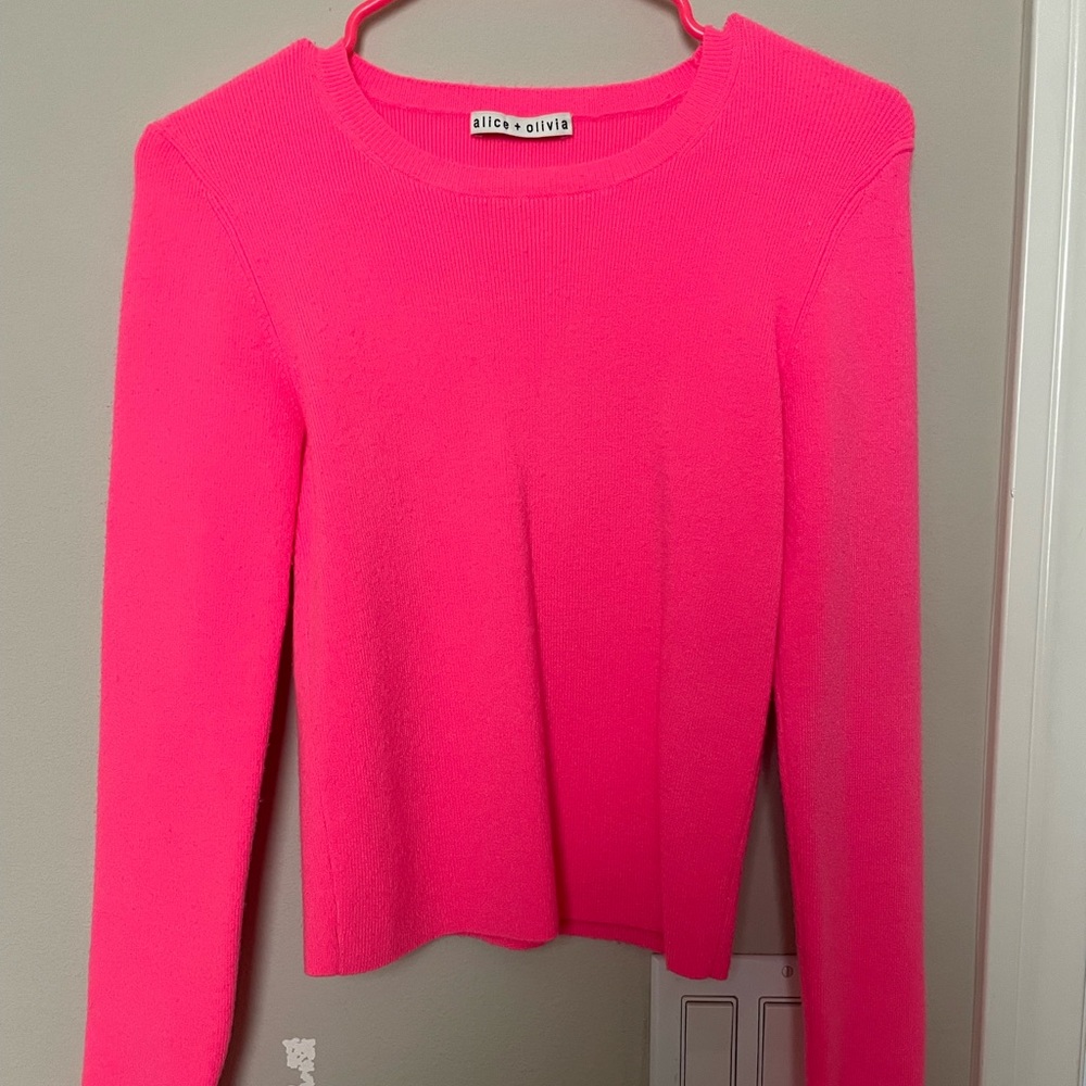 Alice + Olivia Women's Pink Crewneck Sweater Size XS 100% Cashmere!